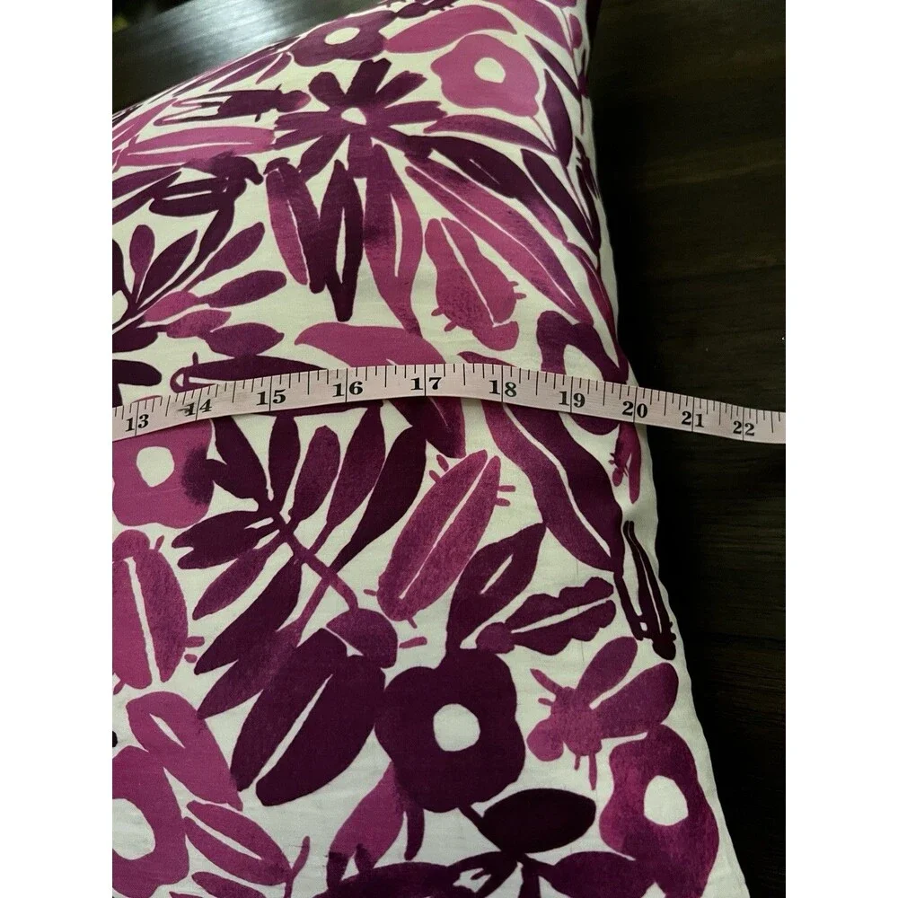 Kate Spade Decor Pillow Inkset Floral Cotton Silk & goose insert pink purple